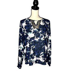 Mossimo Navy Multi Colored Blouse Women's Size Medium
